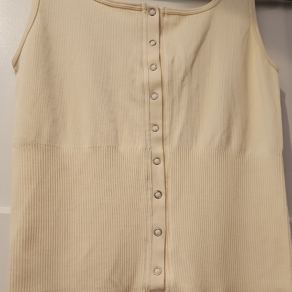 Cream Button-Front Jumpsuit - Picture 5 of 8